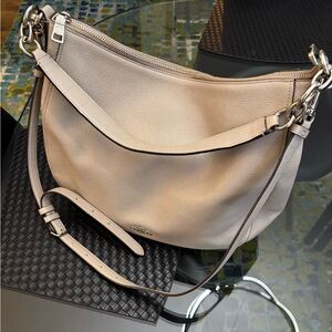 Coach Pebble Leather Hobo Bag in Light Taupe